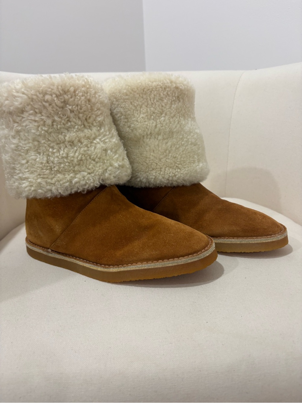 Stuart Weitzman "Nata" Brand New Tall Shearling Suede Boots - Size 5M